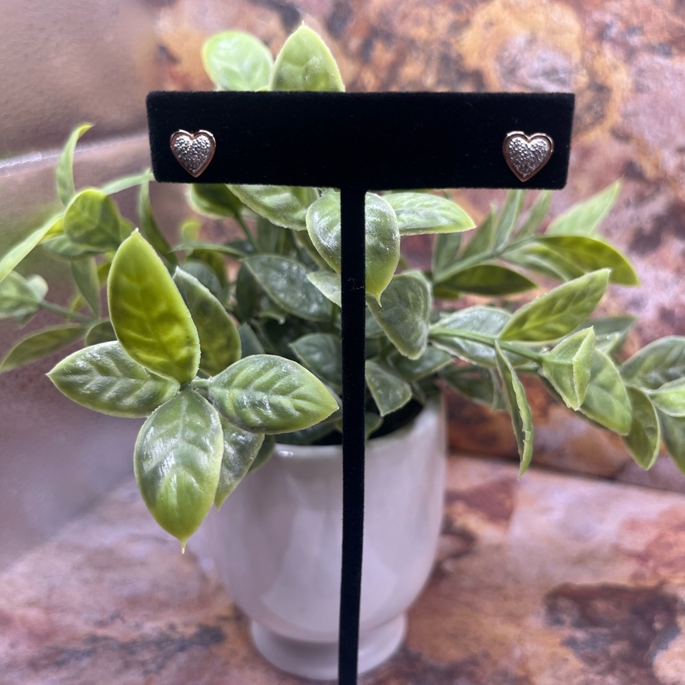 10k Rose Gold Pave Diamond Earrings